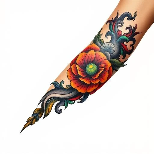 Vibrant Orange Flower in Swirling Celtic Knotwork